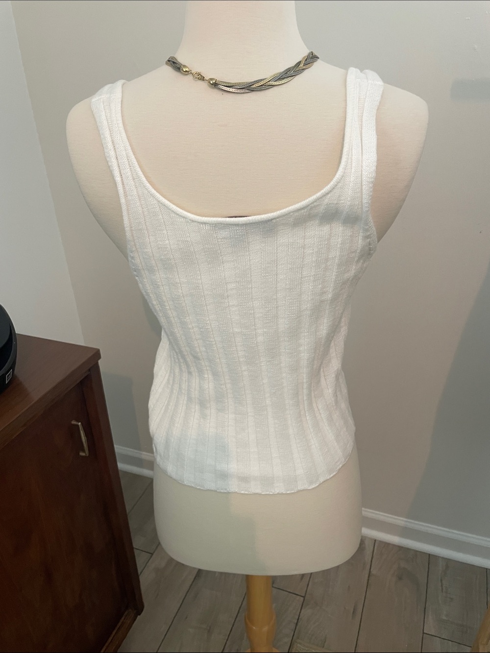 LOFT White Ribbed Button-Front Tank - Picture 4 of 4